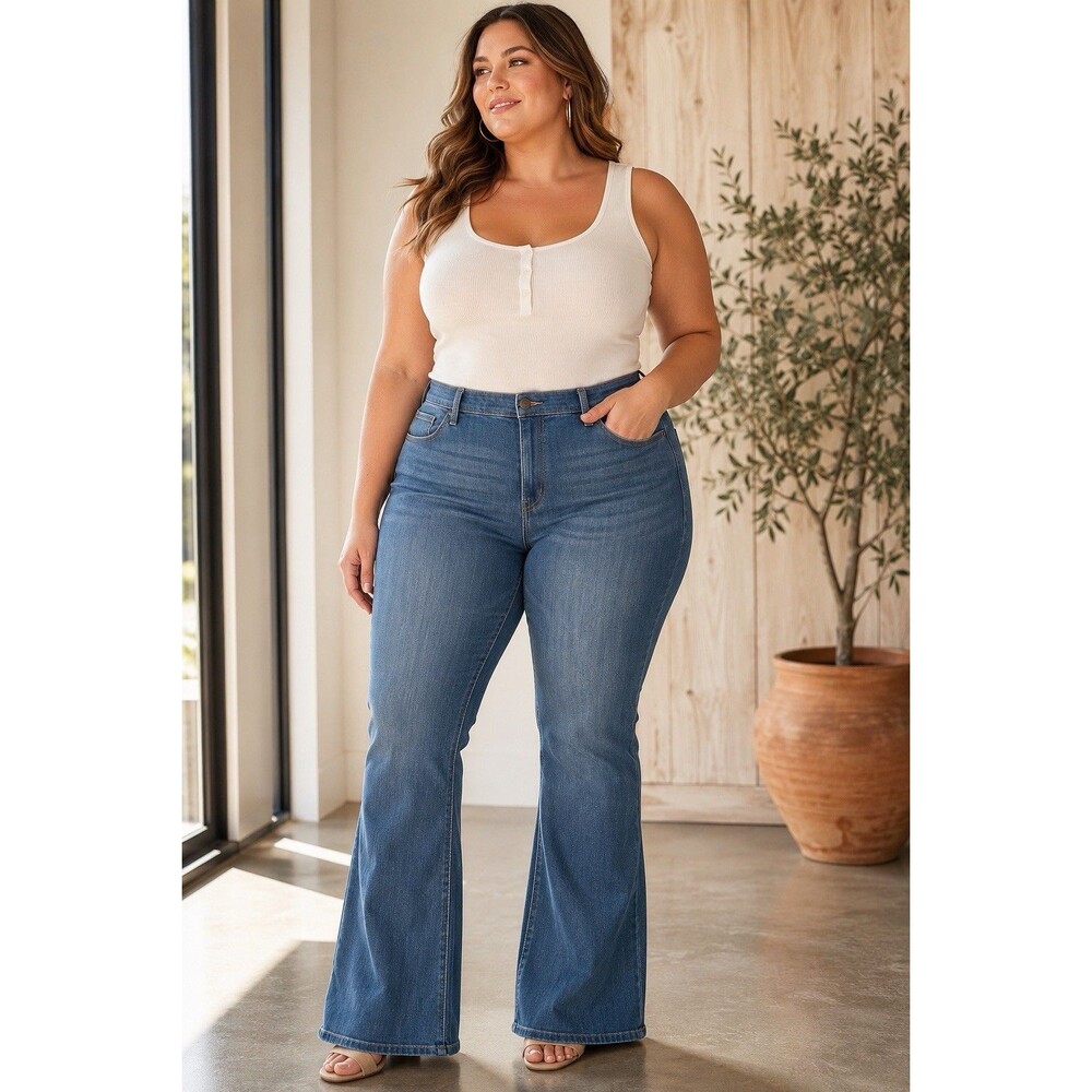 Levi's 726 High Rise Flare Jeans Plus 24W NWT Medium Wash Hypersoft Flare Retro